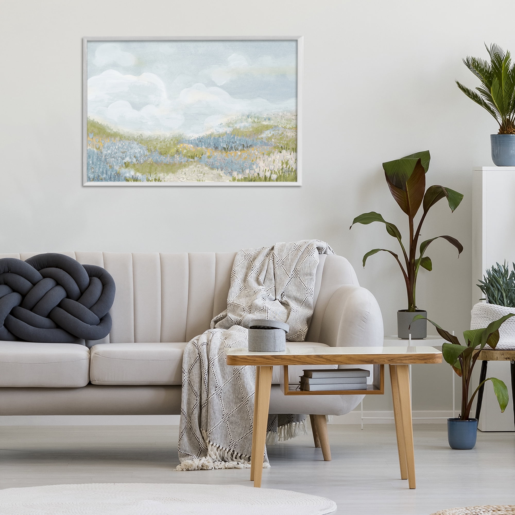 Stupell Industries Blue Floral Meadow White Framed Giclee Art, design by Patricia Pinto