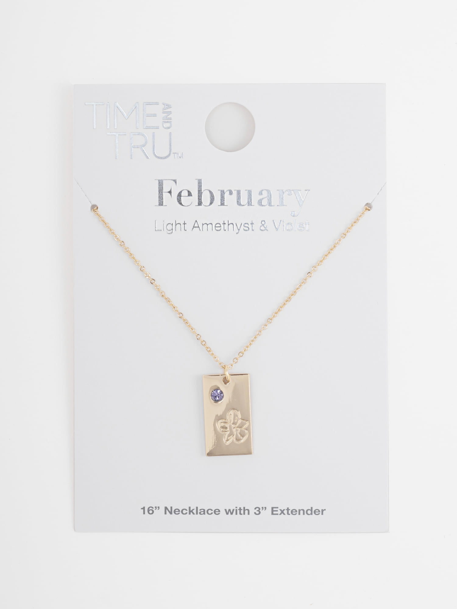 Time and Tru Women's Goldtone Necklace, February Birthstone