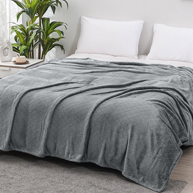 Frazada Manta de franela gris, suave, lavable y ligera, ideal para sofá, cama u oficina. Cálida y acogedora para todas las estaciones (1 pieza). Rkxzt