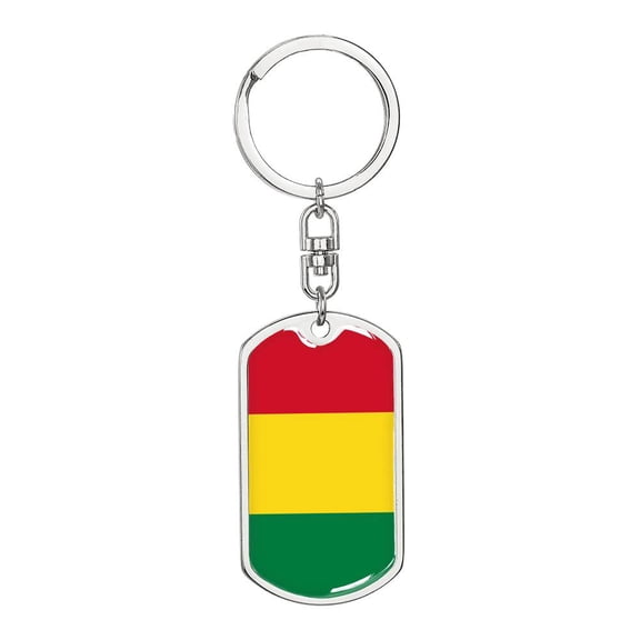 Bolivia Flag Keychain Dog Tag Stainless Steel or 18k Gold