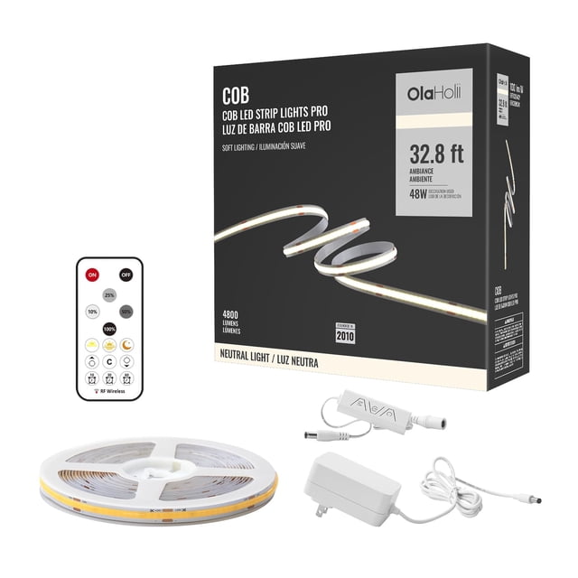 Tira de luz LED COB blanca Olaholii