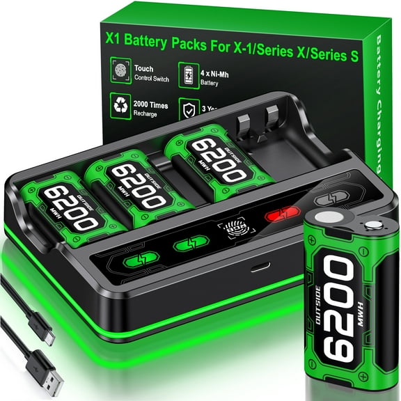 Charger for Xbox One Controller Battery Pack with 4 x 6200mWh Rechargeable Xbox One Battery Charger Station for Xbox Series X|S, Xbox One S/One X/One Elite Controllers-Accessories Kit for Xbox One