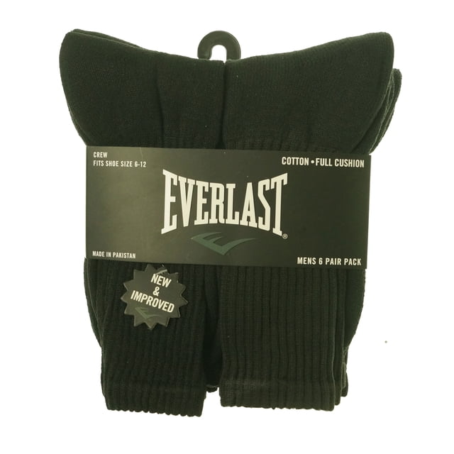 Everlast Paquete de 6 Calcetines con Banda para Hombre, Color Negro, Talla de Zapato 6-12
