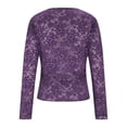 thumbnail image 7 of LWavelet Crew Neck Lace Blouse Womens Plus Size Long Sleeve Fitted Soft Stretch Daily Casual Top Purple XL, 7 of 7