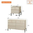 thumbnail image 3 of 2 Pcs Bedroom Set, 6 Drawer Dresser And Nightstand Set with Minimalist Reeded Design, Oak Double Dresser With Hidden Handles, 3 of 10