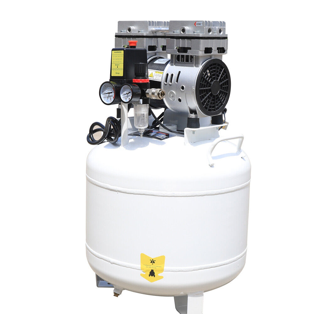 40L Portable Me-dical Air Compressor 110V 750W Electric Den-tal Air Compressor 58dB Silent Oil-Free Air Pump 10 Gallon 8 PSI Air Storage Pump for Me-dical Equipment, Den-tistry