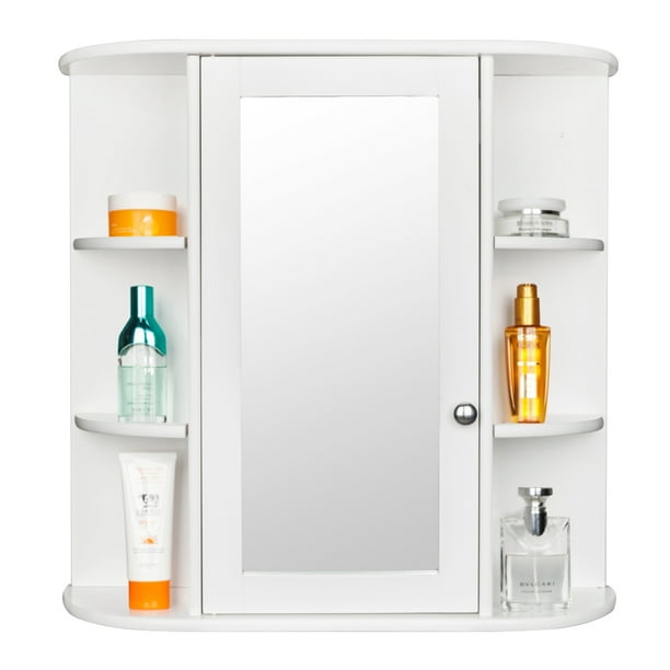 Zimtown Bathroom Wall Storage Cabinet, Wall Mounted Bathroom Storage Cabinet With Mirror