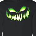 thumbnail image 4 of Inktastic Wide Grinning Pumpkin Face in Lime Green Glow Long Sleeve T-Shirt, 4 of 5