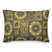 Creative Products Patchwork Mandala in Yellow and Gray 14x20 Spun Poly Pillow