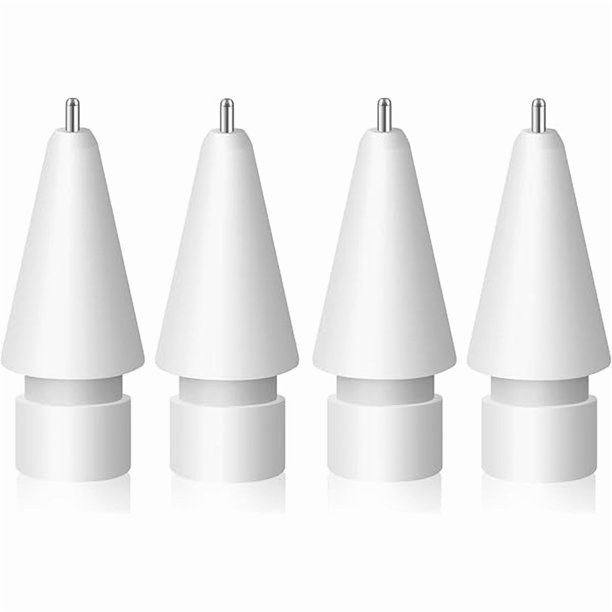 wonima02 4 Pack Upgraded 0.72mm Fine Ponit Precise Replacement Tips for Apple Pencil 1st/2nd Generation & Logitech Crayon, Wear-Resisting Pen Nibs for iPad Pro/Air/Mini Pencil - White
