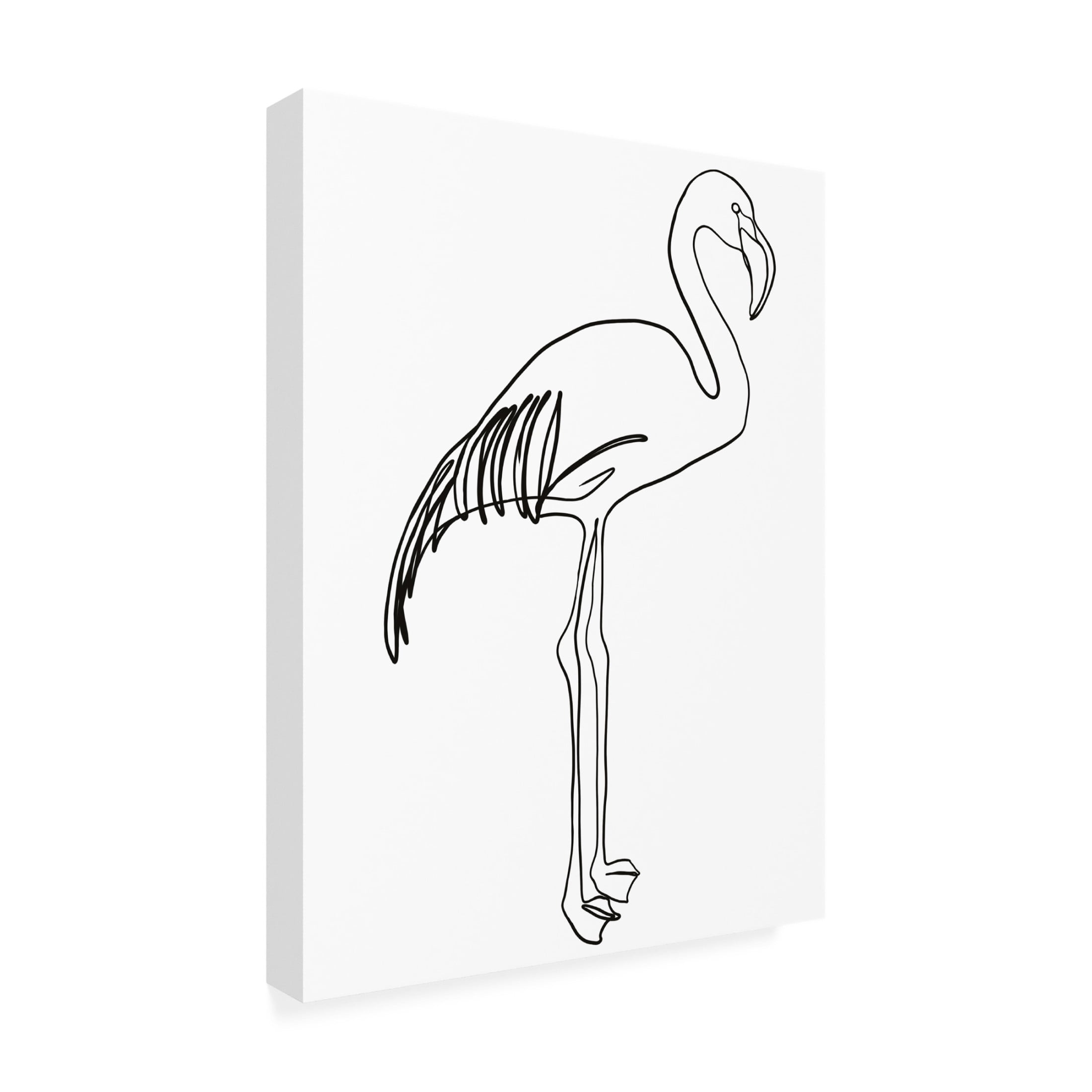 Canvas Wall Art - Cora Niele 'Flamingo Line Drawing' Wall Art for Living Room, Bedroom, or Office Décor by Trademark Fine Art - 14 x 19 Inches