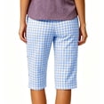 thumbnail image 5 of jjayotai Women's Casual Summer Bermuda Shorts Plaid Elastic Waist Shorts Button Deco Knee Length Long Shorts with Pockets, 5 of 6