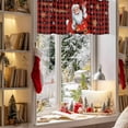 thumbnail image 3 of Santa Claus Merry Christmas Valances for Windows, 42 x 18in, Xmas Snowflake Red Plaid Rod Pocket Kitchen Valance Curtain Light Filtering Window Treatments for Living Room Bedroom, 1 Panel, 3 of 7