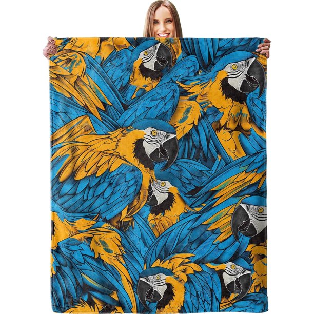 Manta divertida con diseño de loro: suave, mullida, cómoda, cálida y ligera, de franela para sofá, cama, oficina, viajes y decoración del hogar, regalo ideal para mujeres y hombres, 80 x 60 pulgadas