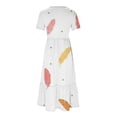 thumbnail image 4 of Irrsuirnr Women's Boho Maxi Dress 2024 Short Sleeve Round-Neck Summer Dress Fashion Print Pleated Dress with Pockets, 4 of 4