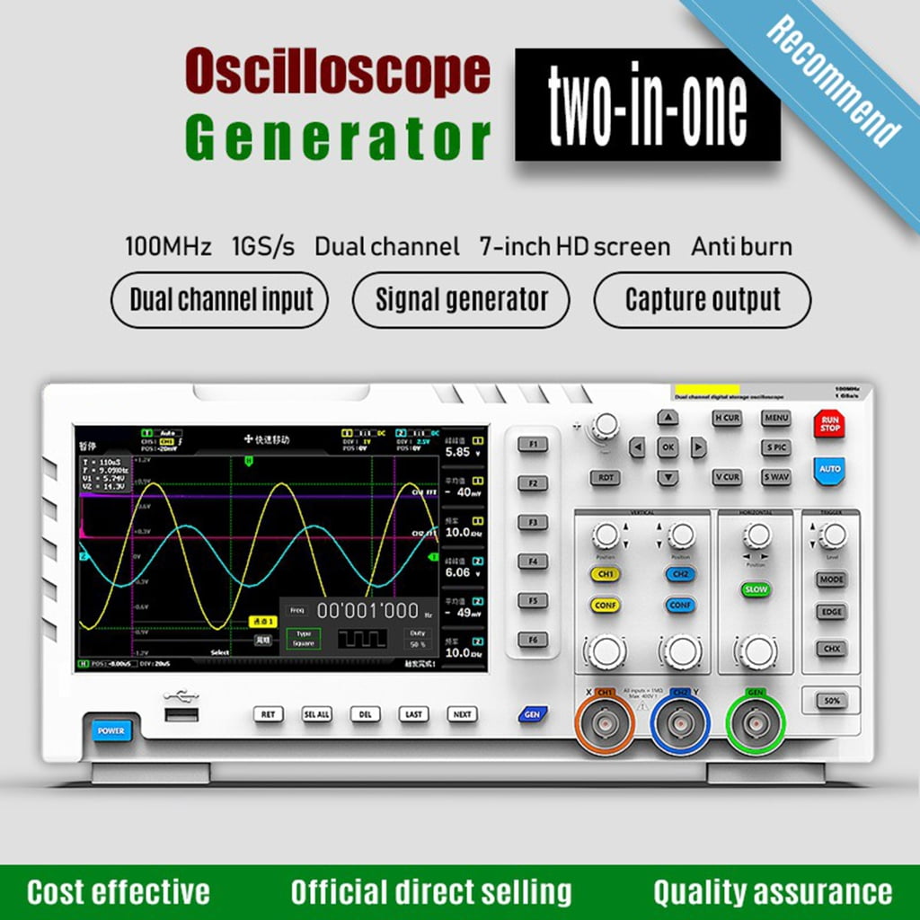 Speed Oscilloscope Integrated DDS Function Two Channel Internal Storage Waveform Management for Measurements