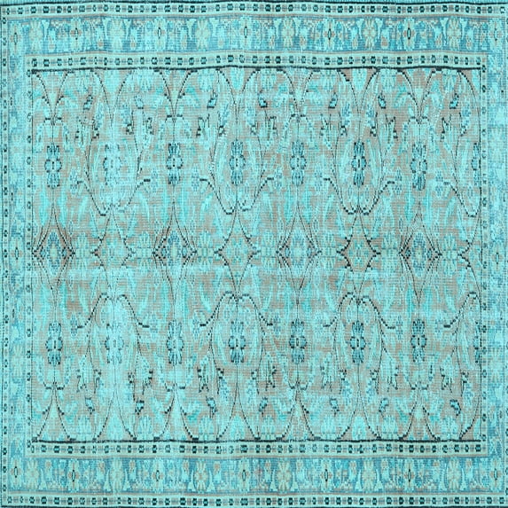 Ahgly Company Indoor Square Persian Light Blue Traditional Area Rugs, 6' Square