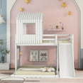 thumbnail image 2 of Bellemave Twin Over Full House Bunk Bed with Slide, Wood L-Shaped Fort Loft Bunk Beds Frame with Ladder, Floor Playhouse Bed, No Need Spring Box (White), 2 of 8