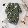 thumbnail image 2 of Okbabeha Fall Unisex Baby Girl Boy Zipper Romper Long Sleeve Crewneck Animal Print Zip-up Onesie Jumpsuit Playsuit Clothes, 2 of 7