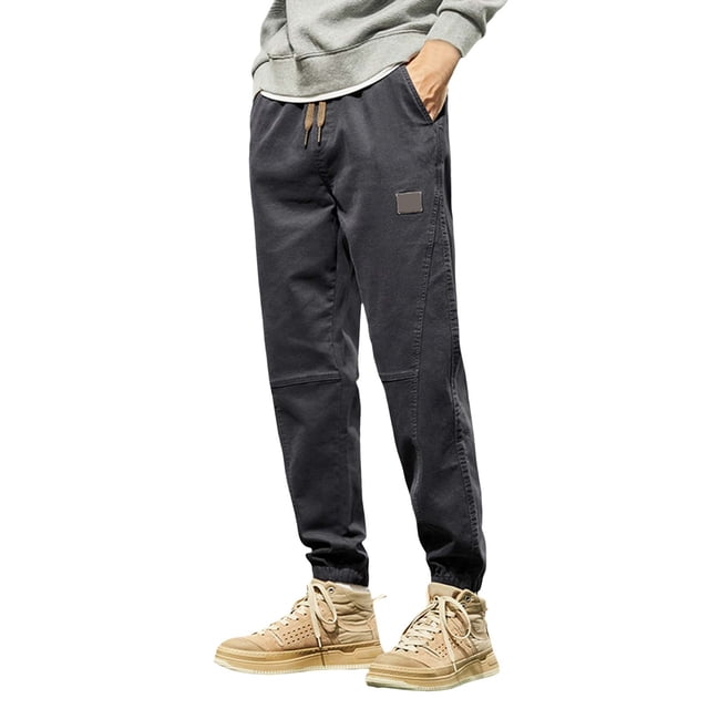 WEAIXIMIUNG Mens Dress Pants 34X28 Light Grey Men's 9 Point Leggings Loose Fitting Sportswear Pants