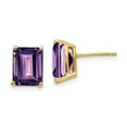 thumbnail image 5 of 14K Yellow Gold 9x7mm Emerald Cut Amethyst Stud Earrings, 5 of 7
