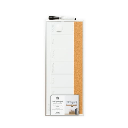 - U Brands Magnetic Dry Erase Weekly Calendar, 16 x 7 Inches, Silver Frame