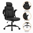 thumbnail image 5 of GASEE Leather Office Chair, Big and Tall Office Chair 400LBS Wide Seat Ergonomic Computer Desk Chair High Back Executive Leather Chair Adjustable Task Chair Lumbar Back with 1-Year Warranty, Black, 5 of 12