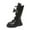Black, variant on lsirc Girls Lace-Up Combat Boots with Side Zipper & Cute Bow, Knee-High Lug Sole Boots, Beige, US10.5(4-4.5Years)