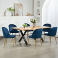 thumbnail image 4 of Newnno Velvelt Dining Chair Modern Upholstered Armless Dining Chairwith Mental Legs for Kitchen Living Room Set of 2, Dark Blue, 4 of 6