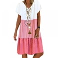 thumbnail image 1 of Robes d'Été Décontractées pour Femmes Mignonne Boho Manches Courtes V Robe de Plage Coupe Ample, 1 of 4