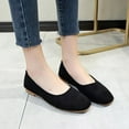 thumbnail image 4 of KIJBLAE Women's Solid Color Square Toe Slip-On Flats Comfortable Suede Shoes Black 38, 4 of 6