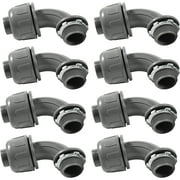HQRP 8-Pack 3/4-Inch Nonmetallic Plastic Liquid Tight Connector 90 Degree Electrical Conduit Connector Fitting