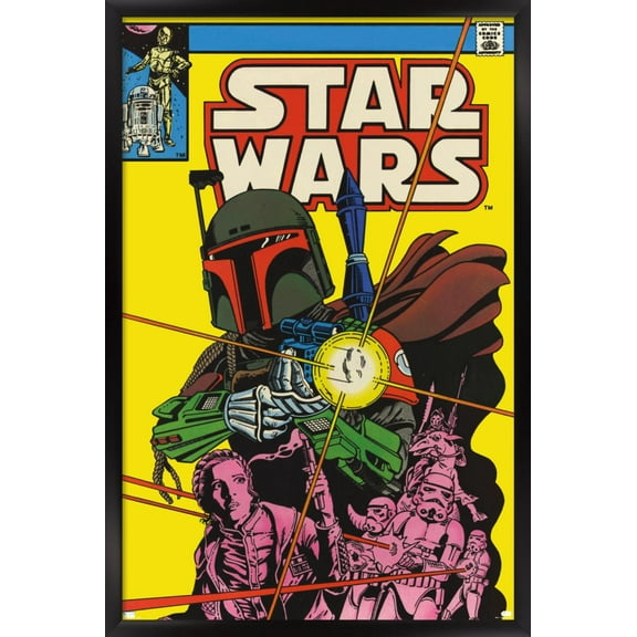 Star Wars: Saga - Boba Fett - Comic Cover Wall Poster, 22.375" x 34", Framed