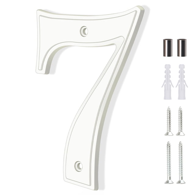 Número de casa 7 Emotionlite de aleación de zinc blanca de 12,5 cm