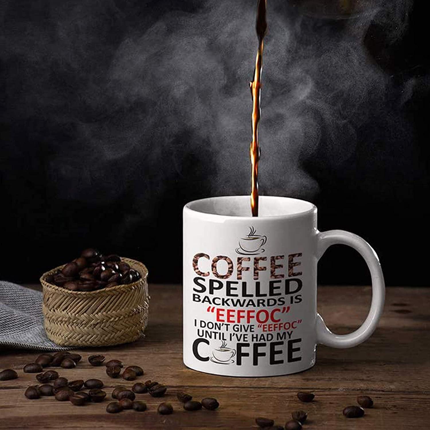 Coffee Spelled Backwards Is Eeffoc White Mug Round Coffee - Temu