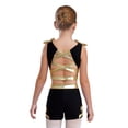 thumbnail image 2 of Jizyo Kids Girls Rhinestone Print Crop Tank Tops and Shorts Set for Gymnastic Dance Training Gold 8, 2 of 5