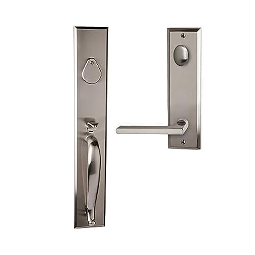 Bravura Hardware 980 Charleston Handleset Left Handed Modern Lever with Charlotte Lever for Front Door Entrance Door, Satin Nickel