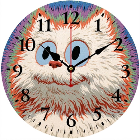9.84 Inch Wall Clock, Owl Animal Decorative Clock, Battery Operated Round Analog Clock with Easy to Read Numbers, Colorful Wildlife Wall Decor for Kids Room Living Room Bedroom Kitchen Office