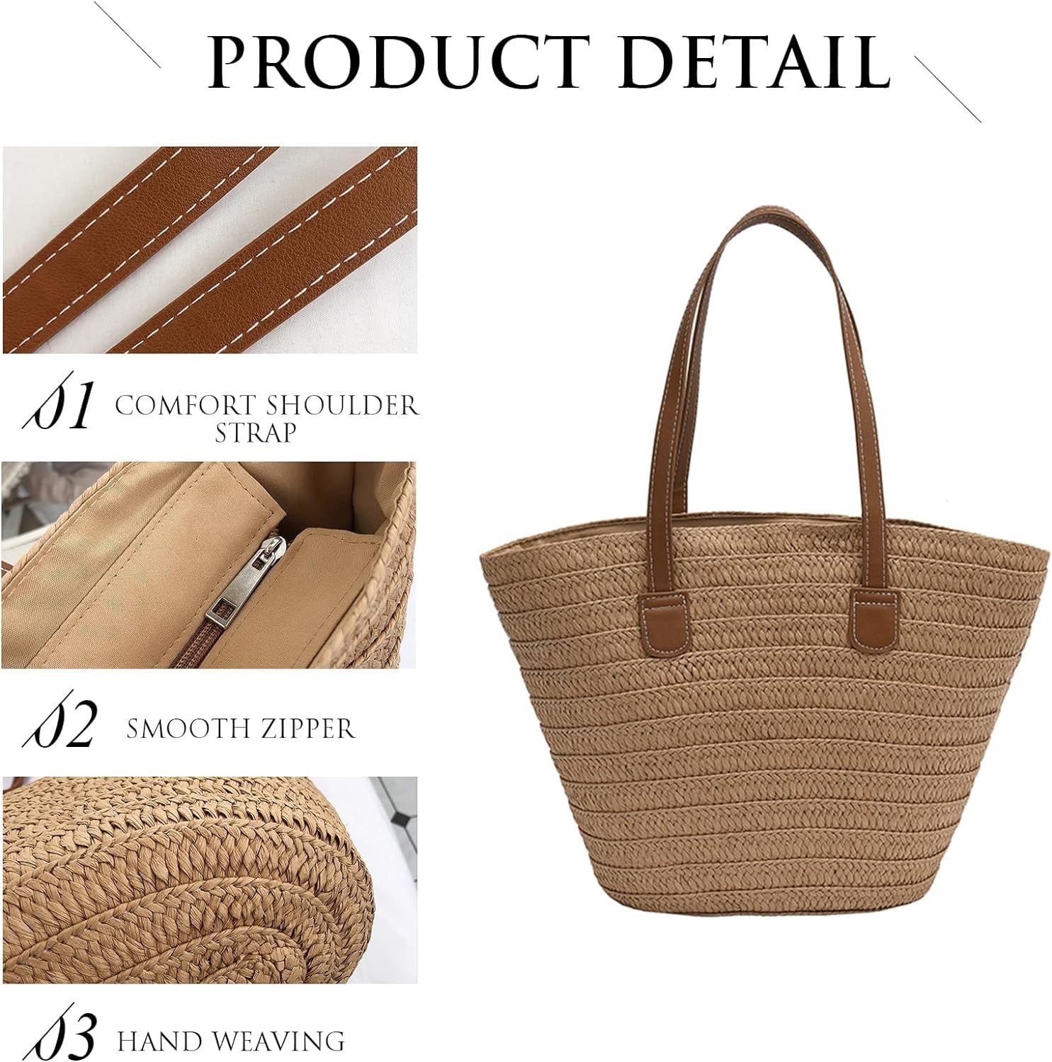 Kukuzhu Straw Beach Bag, Summer Straw Handbags for Women TrendyStraw Purses Woven Tote Bag for Travel Vacation
