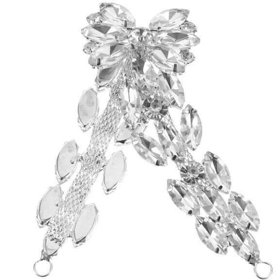 HONMEET Elegant White Drop Shape Rhinestone Appliques for Clothes and Dresses 1Pcs