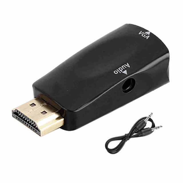 Adaptador convertidor HDMI hembra a VGA hembra HD 1080P con Cable de salida de audio de 3,5 mm color negro Nikou