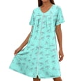 thumbnail image 7 of Jamicy Cute Dresses for Women Zipper Robes Short Sleevele Bathrobes Lightweight Knee Length Housecoat with Pockets Nightgown Soft Pajama Dress, 7 of 7