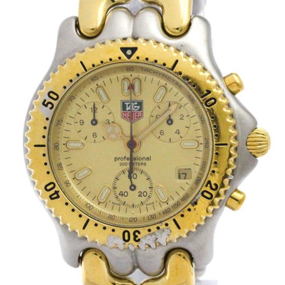 Pre-Owned TAG HEUER Sel Chronograph Gold Plated Steel Watch CG1121Polished