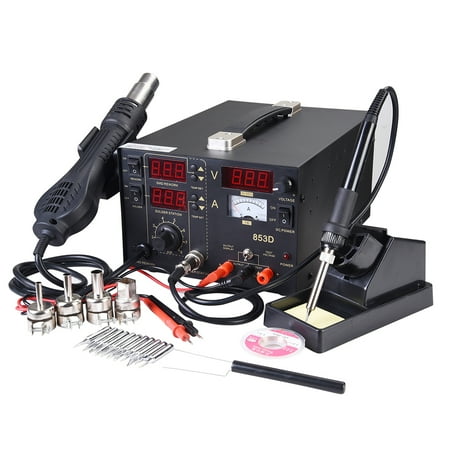 3 in 1 853d Lead-Free Soldering Station SMD Dc Power Supply Hot Air Iron Gun Rework Welder Welding Tool with Free 4 (Best Weller Soldering Station)