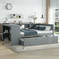 thumbnail image 2 of Newest Multifunctional Full Size Storage Daybed with Trundle, Drawers, Shelves and Desk, Space-Saving Pine Wood Frame, Grey, 2 of 18