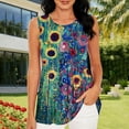 thumbnail image 3 of JTZGDY Flowy Tank Tops for Women Trendy Floral Printed Summer Sleeveless Scoop Neck Ruched Pleated Loose Fit Cozy Tunic Blouse Dressy Peplum Top, 3 of 7