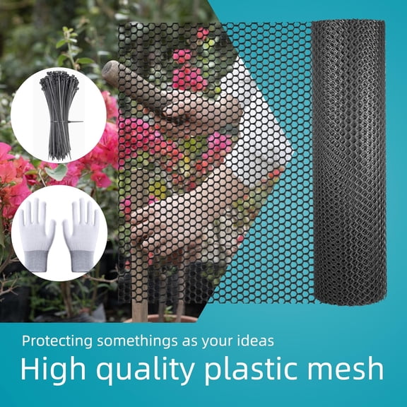 Black Plastic Mesh Fence Roll 15.7" x 16.4', Durable Garden & Pet Protection Netting for Poultry, Dogs, Rabbits, Chickens and Snake Control