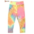 thumbnail image 7 of Spencer Women's High Waist Yoga Pants Tie Dye Textured Capris Tummy Control Slimming Booty Leggings Workout Butt Lift Tights (L, Yellow Red), 7 of 7