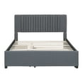 thumbnail image 4 of Queen Size Bed Frame, Queen Platform Bed with 2 Drawers and 1 Twin XL Trundle, Classic Upholstered Bed Frame with Headboard, Weight Capacity 500LBS, Gray, 4 of 9