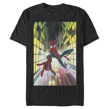 Men's Marvel Spider-Man Skyscraper Swing Graphic Tee Black Small